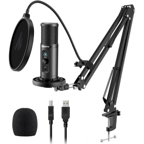  USB Microphone Zero Latency Monitoring MAONO AU-PM422 192KHZ/24BIT Professional Cardioid Condenser Mic with Touch Mute Button and Mic Gain Knob for Recording, Podcasting, Gaming, Y