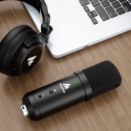  USB Microphone 192KHz/24Bit Zero Latency Monitoring MAONO AU-PM401 USB Computer Condenser Cardioid Mic with Mute Button for Podcasting, Gaming, YouTube, Streaming, Recording Music