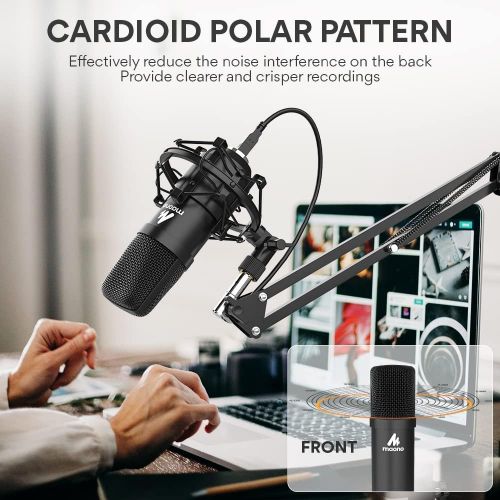  USB Microphone, MAONO 192KHZ/24Bit Plug & Play PC Computer Podcast Condenser Cardioid Metal Mic Kit with Professional Sound Chipset for Recording, Gaming, Singing, YouTube (AU-A04)