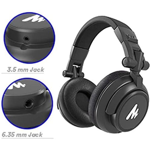  50MM Drivers Studio Headphones MAONO AU-MH601 Over Ear Stereo Monitor Closed Back Headphones for Music, DJ, Podcast (Black)