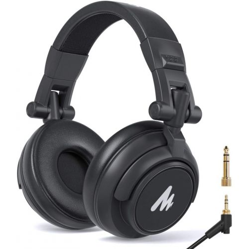  50MM Drivers Studio Headphones MAONO AU-MH601 Over Ear Stereo Monitor Closed Back Headphones for Music, DJ, Podcast (Black)