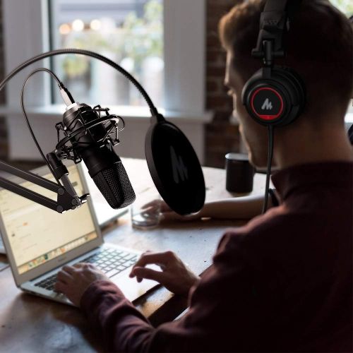  Microphone with Studio Headphone Set 192kHz/24bit MAONO Vocal Condenser Cardioid Podcast Mic Compatible with Mac and Windows, YouTube, Gaming, Live Streaming, Voice-Over (AU-A04H)