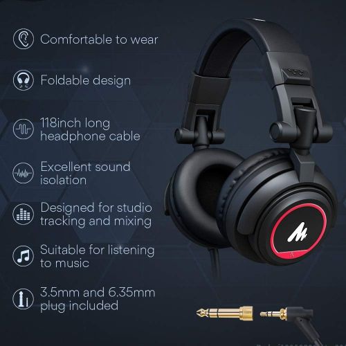  Microphone with Studio Headphone Set 192kHz/24bit MAONO Vocal Condenser Cardioid Podcast Mic Compatible with Mac and Windows, YouTube, Gaming, Live Streaming, Voice-Over (AU-A04H)