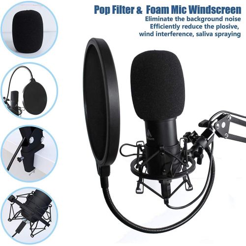  Microphone with Studio Headphone Set 192kHz/24bit MAONO Vocal Condenser Cardioid Podcast Mic Compatible with Mac and Windows, YouTube, Gaming, Live Streaming, Voice-Over (AU-A04H)