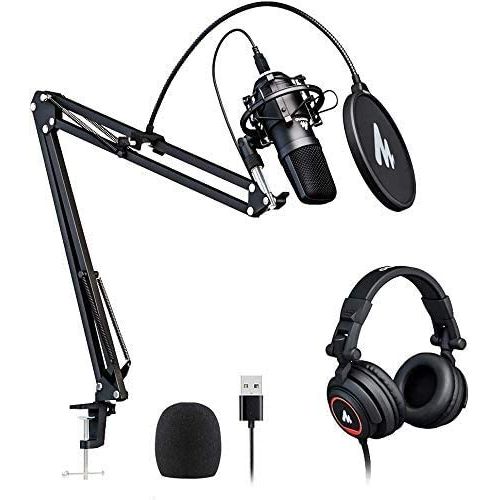  Microphone with Studio Headphone Set 192kHz/24bit MAONO Vocal Condenser Cardioid Podcast Mic Compatible with Mac and Windows, YouTube, Gaming, Live Streaming, Voice-Over (AU-A04H)