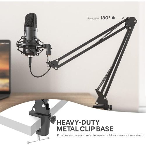  USB Microphone, MAONO 192KHZ/24Bit Plug & Play PC Computer Podcast Condenser Cardioid Metal Mic Kit with Professional Sound Chipset for Recording, Gaming, Singing, YouTube (AU-A04)