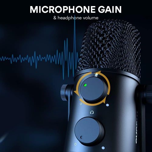  [아마존베스트]USB Microphone MAONO AU-902 Cardioid Condenser Podcast Mic with Dual Volume Control, Mute Button, Monitor Headphone Jack, Plug and Play for Vocal, YouTube, Livestream, Recording, G