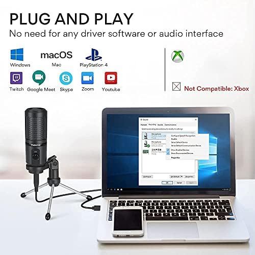  [아마존베스트]USB Podcast Microphone with Mic Gain MAONO Cardioid Condenser PC Computer Microphone for Recording, Gaming, Streaming, Voice Over, YouTube, Twitch, Skype, Compatible with Mac Lapto