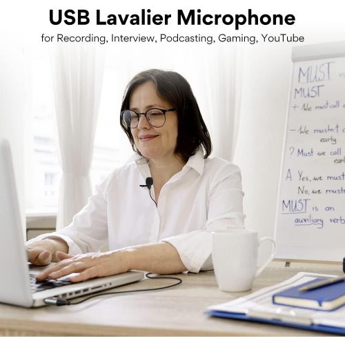  [아마존베스트]USB Lavalier Microphone-MAONO AU-UL10 192kHz/24bit Omnidirectional Lapel Mic Hands Free Shirt Collar Clip-on Microphone for PC Computer, Laptop, YouTube, Skype Recording, Live Broa