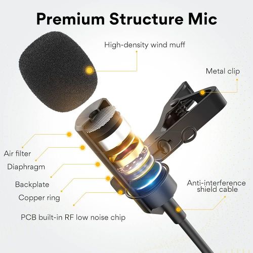  [아마존베스트]USB Lavalier Microphone-MAONO AU-UL10 192kHz/24bit Omnidirectional Lapel Mic Hands Free Shirt Collar Clip-on Microphone for PC Computer, Laptop, YouTube, Skype Recording, Live Broa