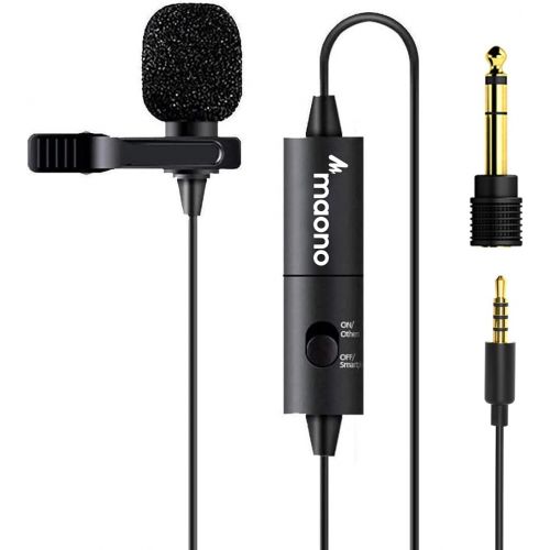  Lavalier Microphone, MAONO Clip on Lapel Mic with Omnidirectional Condenser for Podcasting, Recording, Vlogging, Compatible with iPhone, Android, Smartphone, DSLR, Camera, PC, Comp