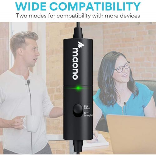  [아마존베스트]Lavalier Microphone MAONO AU-100R Rechargeable Omnidirectional Condenser Clip On Lapel Mic with LED Indicator for Recording, Interview, Vlogging, Voice Dictation, ASMR, Camera, DSL