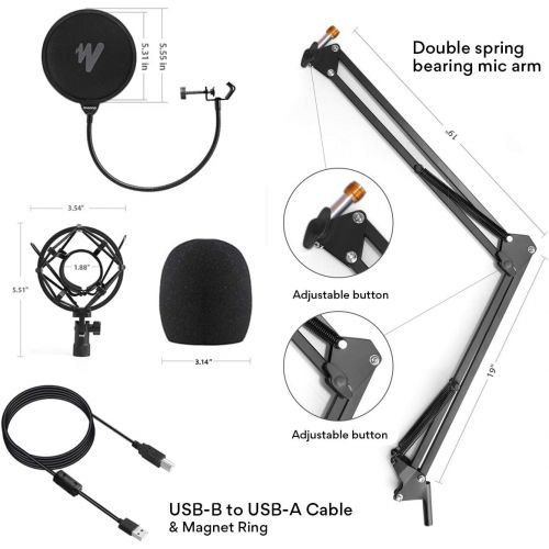  [아마존베스트]USB Microphone with Studio Headphone Set 192kHz/24 bit MAONO AU-A04H Vocal Condenser Cardioid Podcast Mic for Mac and Windows, YouTube, Gaming, Livestreaming, Voice Over