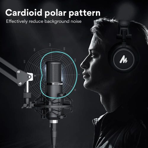  [아마존베스트]XLR Condenser Microphone Kit MAONO AU-PM320S Professional Cardioid Vocal Studio Recording Mic for Streaming, Voice Over, Project, Home-Studio