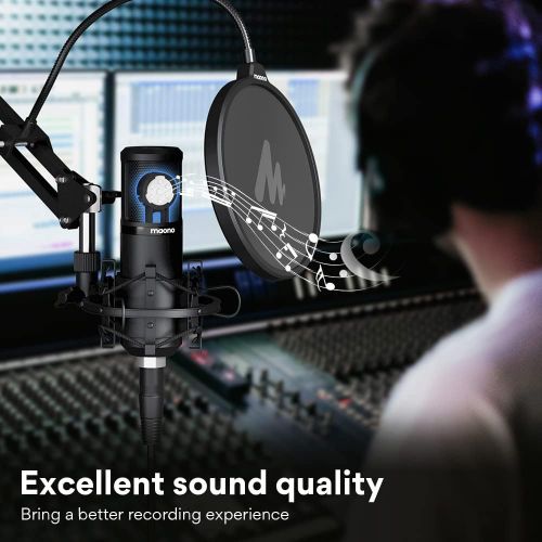  [아마존베스트]XLR Condenser Microphone Kit MAONO AU-PM320S Professional Cardioid Vocal Studio Recording Mic for Streaming, Voice Over, Project, Home-Studio