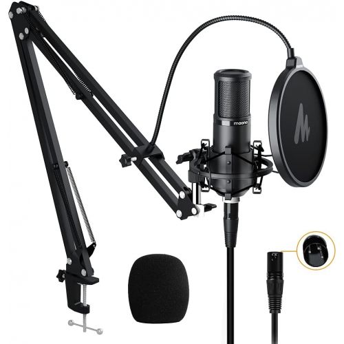  [아마존베스트]XLR Condenser Microphone Kit MAONO AU-PM320S Professional Cardioid Vocal Studio Recording Mic for Streaming, Voice Over, Project, Home-Studio