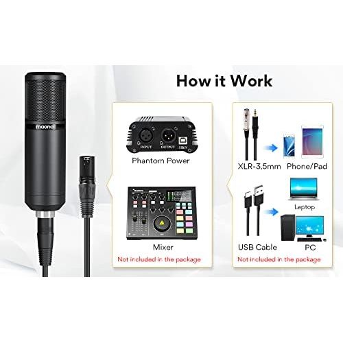  [아마존베스트]XLR Condenser Microphone Set Maono AU-PM320S Professional Cardioid Vocal Studio Recording Microphone for Streaming Voice-Over Projects Home Studio