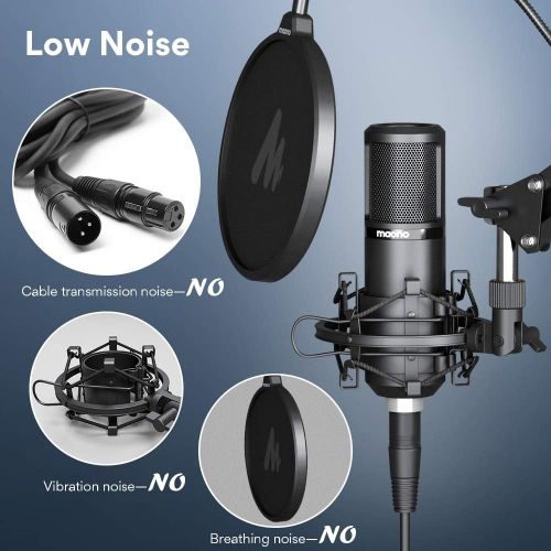  [아마존베스트]XLR Condenser Microphone Set Maono AU-PM320S Professional Cardioid Vocal Studio Recording Microphone for Streaming Voice-Over Projects Home Studio