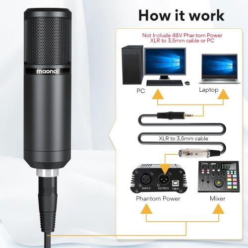  [아마존베스트]XLR Condenser Microphone Set Maono AU-PM320S Professional Cardioid Vocal Studio Recording Microphone for Streaming Voice-Over Projects Home Studio