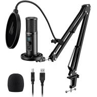 [아마존베스트]USB Studio Microphone MAONO AU-PM422 192KHZ/24BIT Condenser Set with Microphone Arm, Spider and Cardioid Pattern Control, Real-time