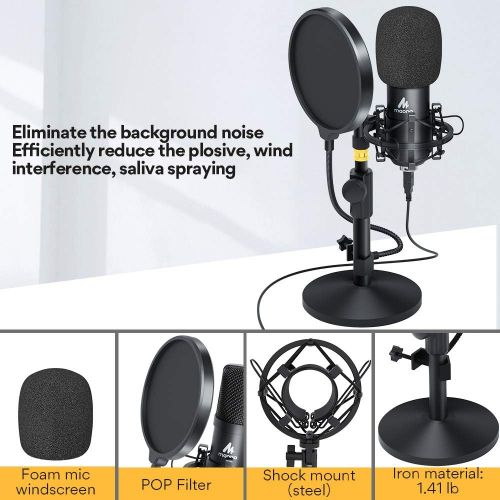  [아마존베스트]USB Microphone Kit 192 kHz/24 Bit MAONO AU-A04T PC Condenser Podcast Streaming Microphone Plug & Play Bundle for Computer, YouTube, Gaming Recording