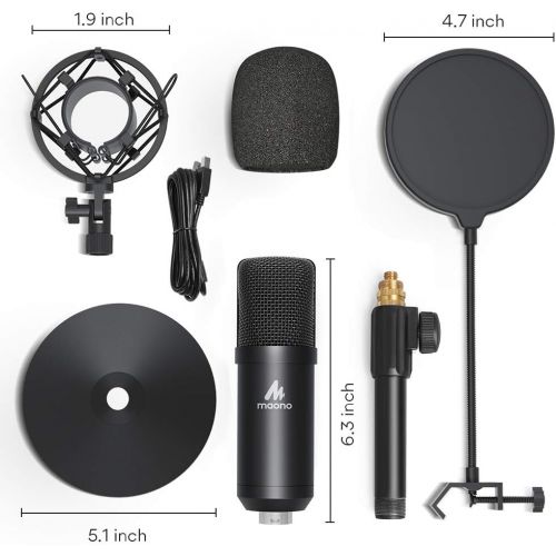  [아마존베스트]USB Microphone Kit 192 kHz/24 Bit MAONO AU-A04T PC Condenser Podcast Streaming Microphone Plug & Play Bundle for Computer, YouTube, Gaming Recording