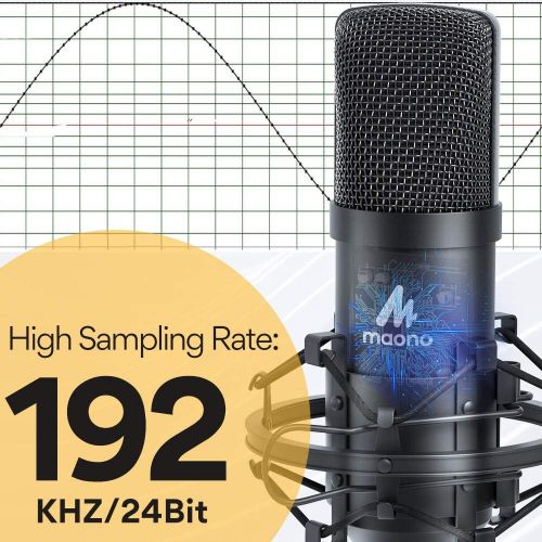  [아마존베스트]USB Microphone Kit 192 kHz/24 Bit MAONO AU-A04T PC Condenser Podcast Streaming Microphone Plug & Play Bundle for Computer, YouTube, Gaming Recording