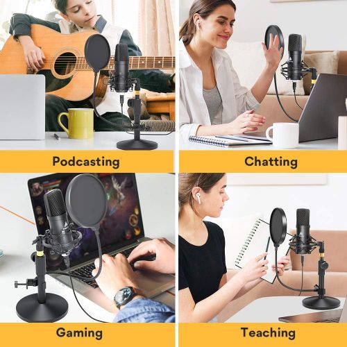  [아마존베스트]USB Microphone Kit 192 kHz/24 Bit MAONO AU-A04T PC Condenser Podcast Streaming Microphone Plug & Play Bundle for Computer, YouTube, Gaming Recording