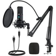 [아마존베스트]MAONO AU-PM421 USB Microphone with One Touch Mute Switch Professional Cardioid Condenser Podcast Microphone 192 kHz/24 Bit and Microphone Amplification Button for Radio, Recording,