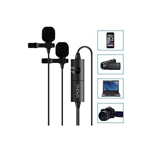  [아마존베스트]Maono AU-200 Lavalier Microphone Double Head 3.5 mm 4-Pin 0.25 Inch Adapter