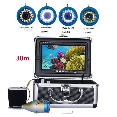  MAOTEWANG 7 Inch 30M 1000TVL Fish Finder Underwater Fishing Camera 15pcs White LEDs + 15pcs Infrared Lamp for IceSeaRiver Fishing