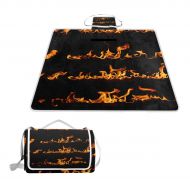 MAPOLO Flame Set Picnic Blanket Waterproof Outdoor Blanket Foldable Picnic Handy Mat Tote for Beach Camping Hiking