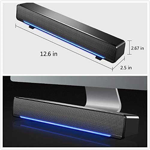  [아마존베스트]Marboo Soundbar, Maboo USB Powered Sound Bar Speakers for Computer Desktop Laptop PC, Black (USB)