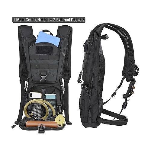  MARCHWAY Tactical Molle Hydration Pack Backpack with 3L TPU Water Bladder, Military Daypack for Cycling, Hiking, Running, Climbing, Hunting, Biking