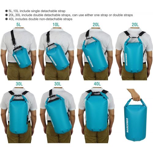  MARCHWAY Floating Waterproof Dry Bag 5L/10L/20L/30L/40L, Roll Top Sack Keeps Gear Dry for Kayaking, Rafting, Boating, Swimming, Camping, Hiking, Beach, Fishing