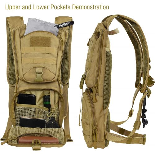  MARCHWAY Tactical Molle Hydration Pack Backpack with 3L TPU Water Bladder, Military Daypack for Cycling, Hiking, Running, Climbing, Hunting, Biking