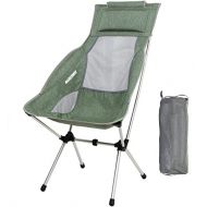MARCHWAY Lightweight Folding High Back Camping Chair with Headrest, Portable Compact for Outdoor Camp, Travel, Picnic, Festival, Hiking, Backpacking