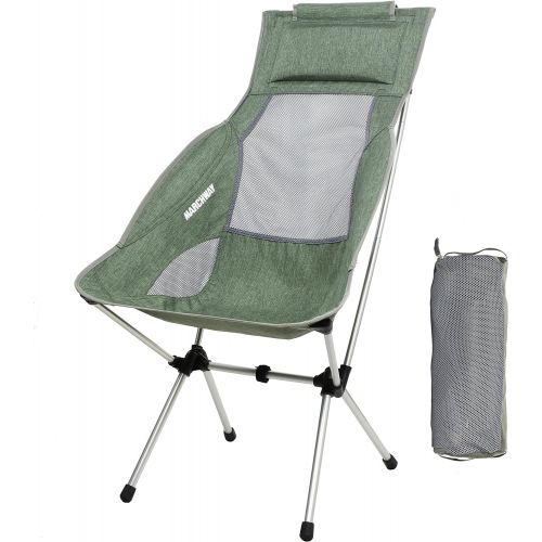  MARCHWAY Lightweight Folding High Back Camping Chair with Headrest, Portable Compact for Outdoor Camp, Travel, Picnic, Festival, Hiking, Backpacking