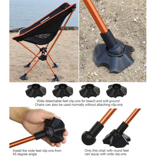  MARCHWAY Ultralight Folding Camping Chair with Anti-Sinking Wide Feet, Portable Compact for Outdoor Camp, Beach, Travel, Picnic, Hiking, Lightweight Backpacking