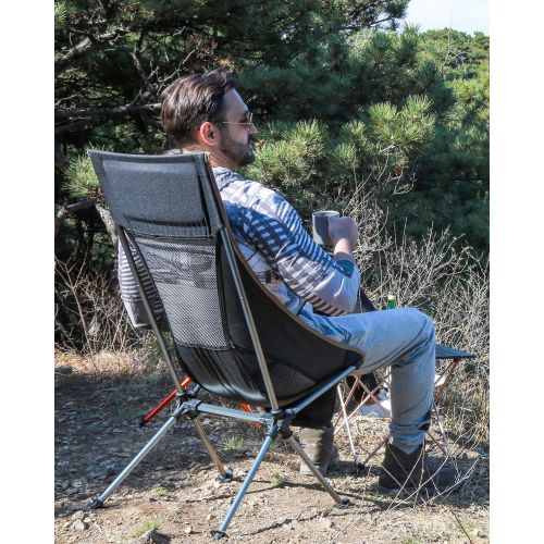  MARCHWAY KingCamp Ultralight Compact High Back Folding Chair with Headrest and Carry Bag, Only 3.2 lbs