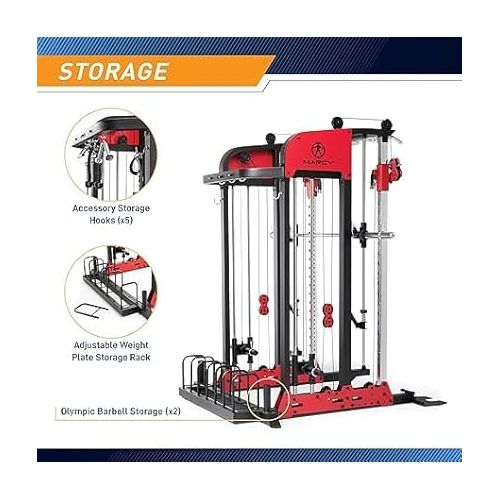  Marcy Pro Deluxe Smith Cage Home Gym System for Weight Training SM-7553