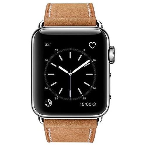  [아마존베스트]MARGE PLUS Compatible with Apple Watch Band 42mm 44mm, Genuine Leather Replacement Band Compatible with Apple Watch Series 4 (44mm) Series 3 Series 2 Series 1 (42mm) Sport and Edit