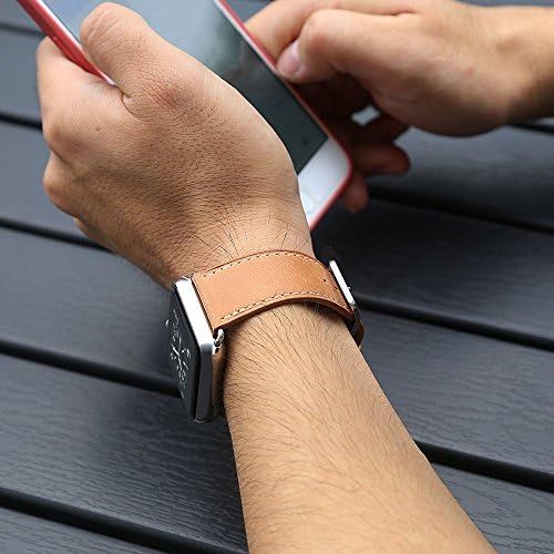  [아마존베스트]MARGE PLUS Compatible with Apple Watch Band 42mm 44mm, Genuine Leather Replacement Band Compatible with Apple Watch Series 4 (44mm) Series 3 Series 2 Series 1 (42mm) Sport and Edit