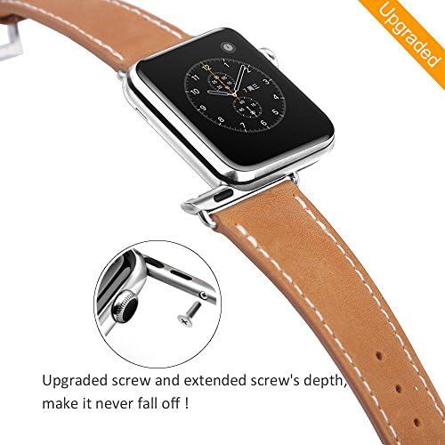  [아마존베스트]MARGE PLUS Compatible with Apple Watch Band 42mm 44mm, Genuine Leather Replacement Band Compatible with Apple Watch Series 4 (44mm) Series 3 Series 2 Series 1 (42mm) Sport and Edit