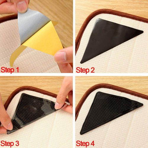  MARLLES Rug Grippers for Hardwood Floors - Anti Slip Rug Gripper Keeps Area Rug in Place, Reusable Double Sided Anti Curling Adhesive Carpet Tape for Tile Floors, Carpets, Kitchen Bathroom