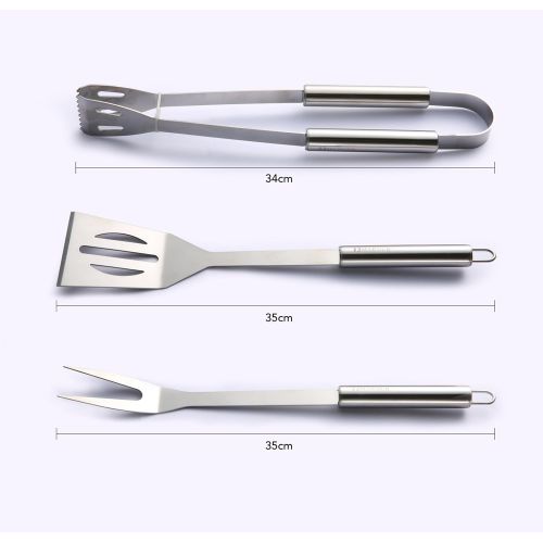  MARNUR BBQ Tools Barbecue Accessories Grilling Tools Set 7-Piece Spatula Fork Grill Brush Tongs with Portable Case for Camping Picnic and Home Kitchen