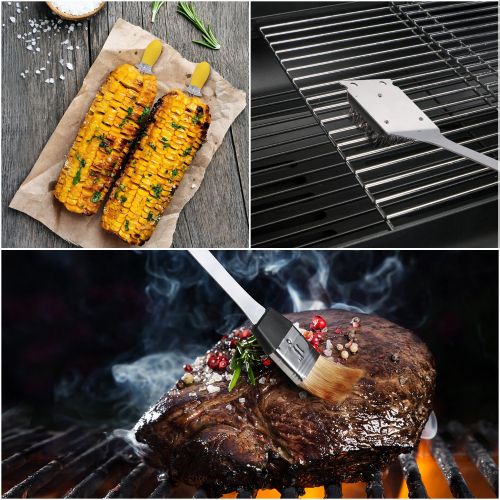  MARNUR BBQ Tools Barbecue Accessories Grilling Tools Set 7-Piece Spatula Fork Grill Brush Tongs with Portable Case for Camping Picnic and Home Kitchen