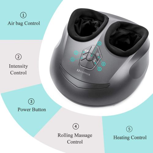  [아마존 핫딜] [아마존핫딜]MARNUR Shiatsu Foot Massager Electric Heat Kneading -Foot Massage Machine with Rolling and Air Compression for Home and Office for Men and Women