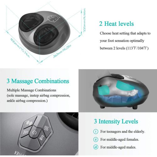  [아마존 핫딜] [아마존핫딜]MARNUR Shiatsu Foot Massager Electric Heat Kneading -Foot Massage Machine with Rolling and Air Compression for Home and Office for Men and Women