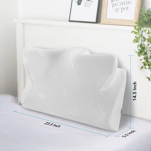  [아마존 핫딜] [아마존핫딜]MARNUR 23.5×14.5×5.5 in Cervical Pillow Contour Memory Foam Orthopedic Pillow for Neck Pain Sleeping for Side Sleeper Back Sleeper Stomach Sleeper+White Pillowcase(1 PCS)